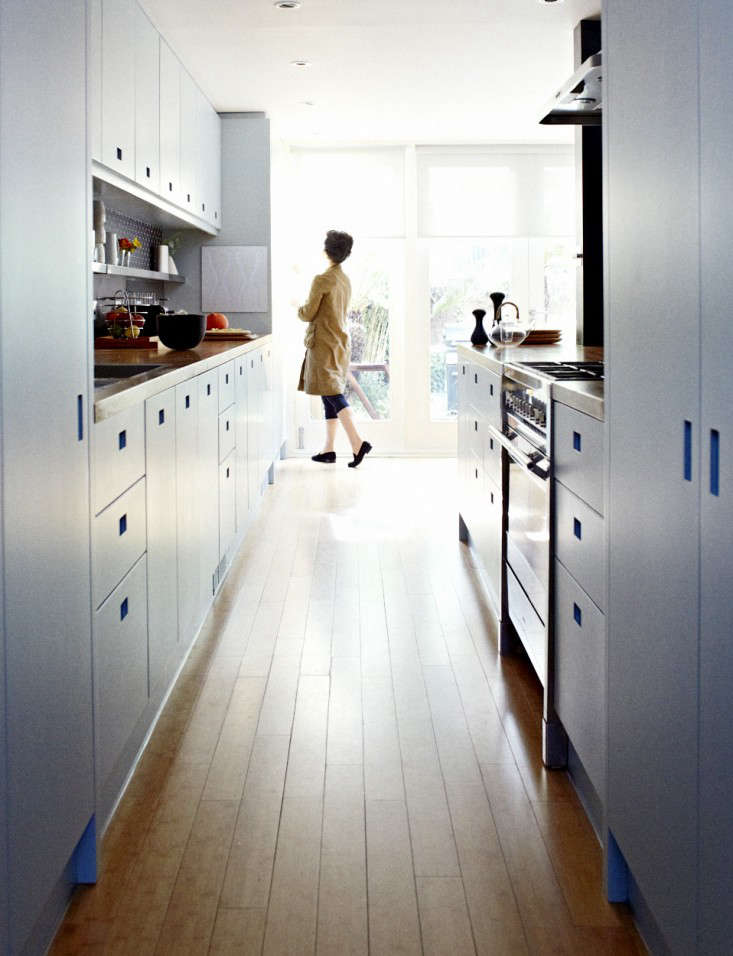 While our galley kitchen runs the length of the house, the sizes of the kitchen cabinets vary according to use. In Sleuthing for Space in My Kitchen, I discuss how we found more space without extending the kitchen.