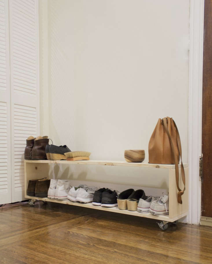 After tripping over their shoes for too long, Dalilah and her boyfriend built this DIY: Shoe Rack Perfect for a Narrow Entry.