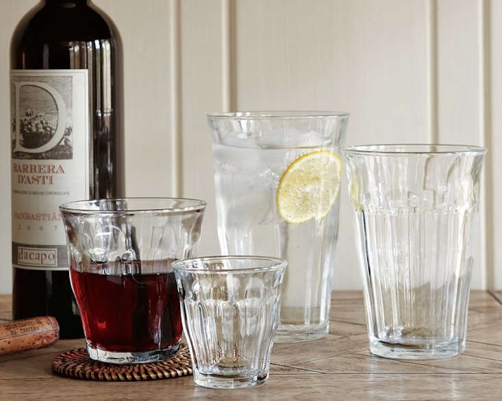 French bistro glassware of choice, the Picardie Glasses by Duralex; starting from $3.50 at Williams Sonoma.