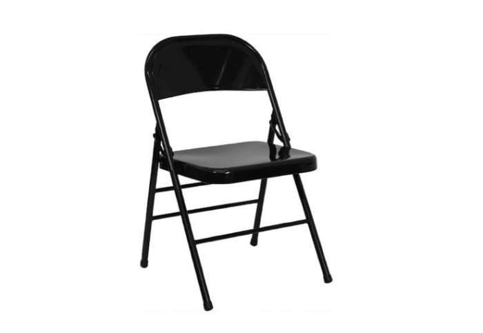 The classic Hercules Black Metal Chair is $11.49 at Folding Chairs 4 Less.