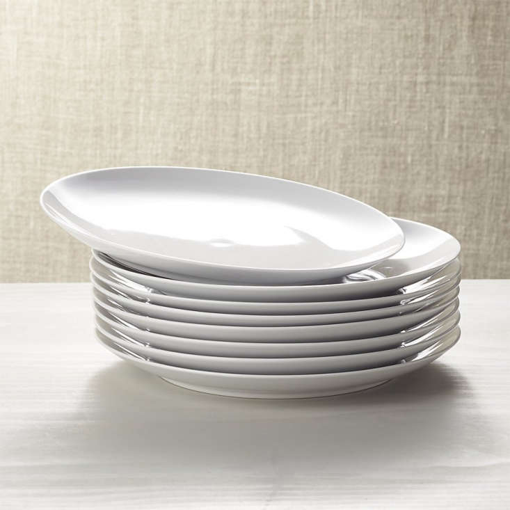 A set of eight Essential Dinner Plates is on sale for $29.56 at Crate & Barrel.