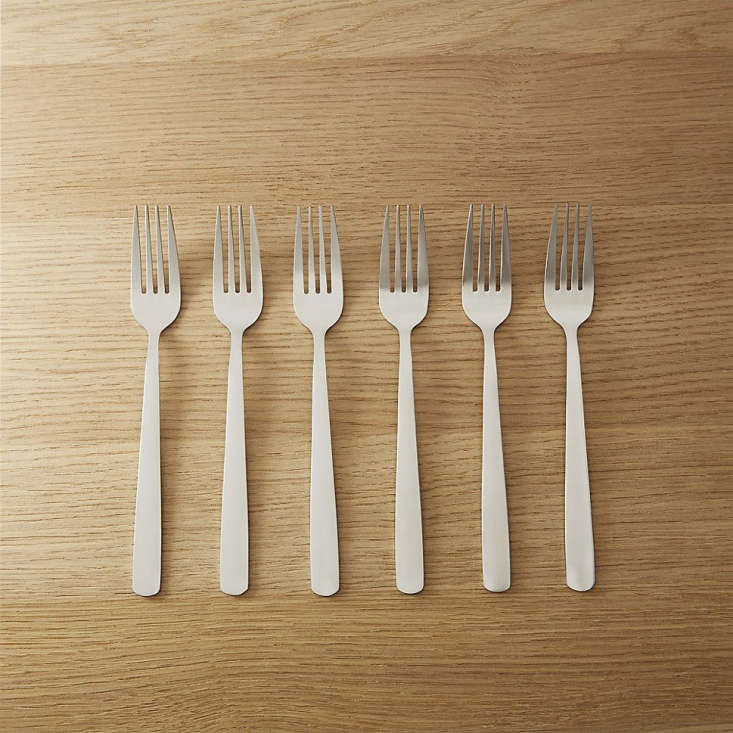 CB2 offers stainless steel Party Forks ($7.96), Party Knives ($11.96), and Party Spoons ($7.96) in sets of six. See more of our flatware favorites: 10 Easy Pieces: Everyday Stainless Steel Flatware.