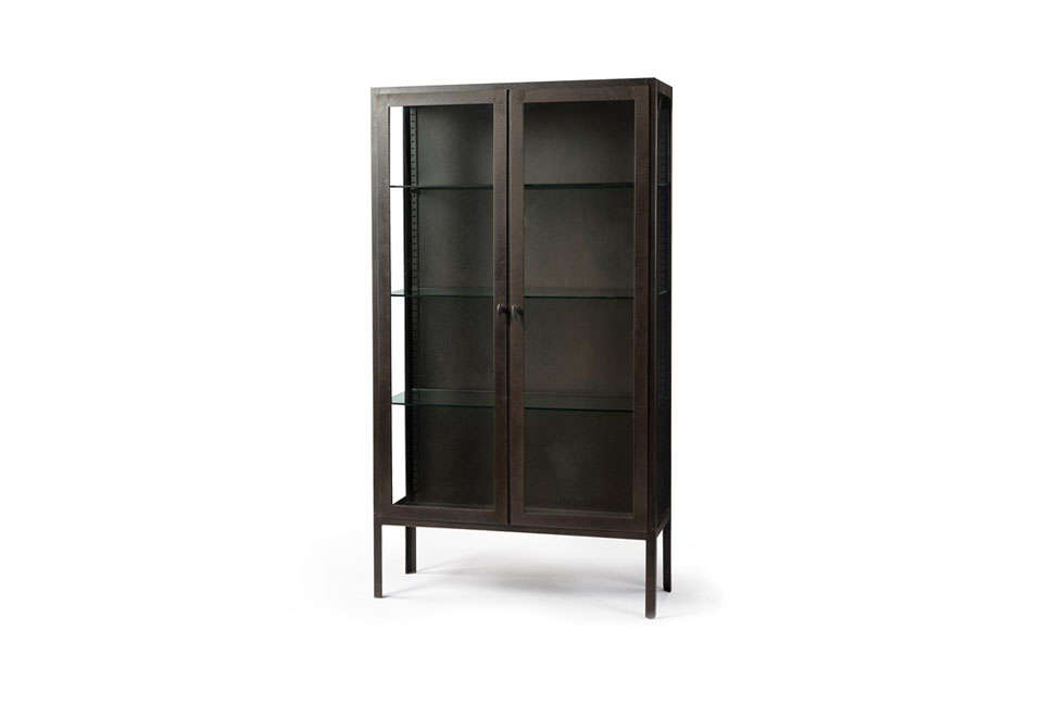 Paulson Modern Industry Antique Iron Glass Cabinet