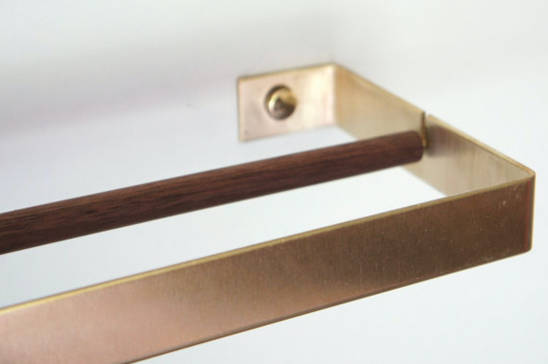 Brass Paper Towel Holder by Etsy Seller Calvill, Detail View of Rod