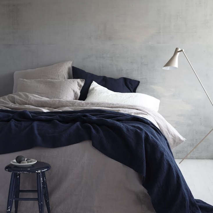 Rough Linen Navy Pink Linen Bedding