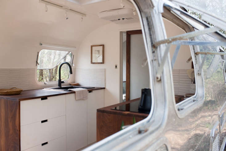 modern caravan airstream remodel looking in