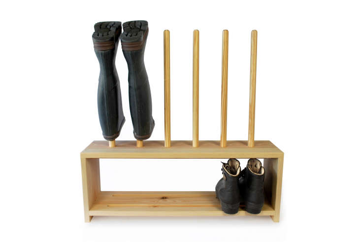 Pine boot rack and shoe shelf by Boot & Saw