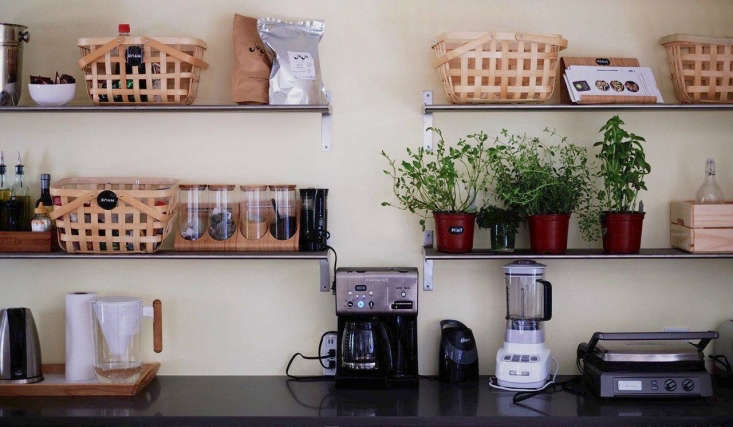 Communal kitchenette at Roam co-living space in Miami