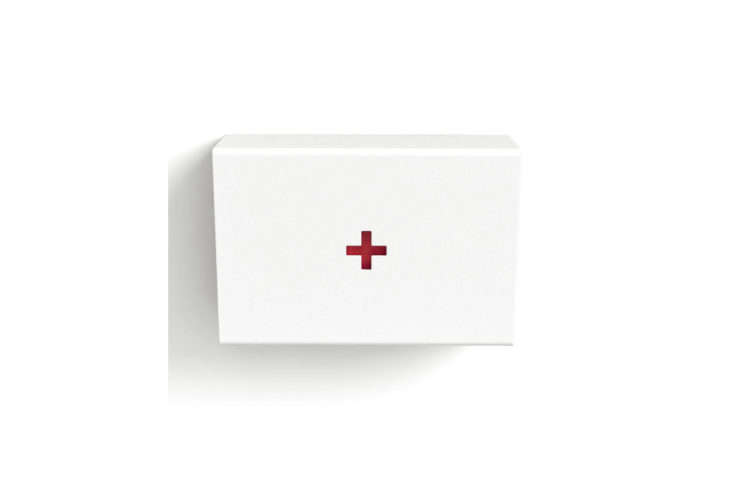 The Konstantin Slawinski Help First Aid Box ($100.31) features a cross cut-out; inside the steel shell is a felt bin that slides in from the side.