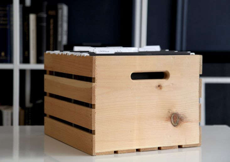 Pine Storage Crate as File Cabinet by Remodelista's The Organized Home 