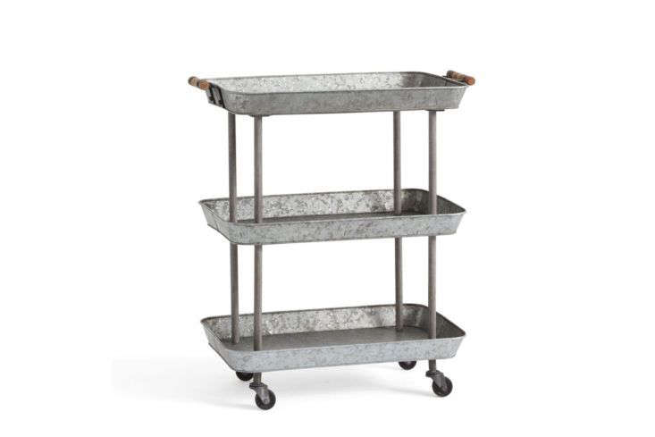 Rainier Galvanized Storage Cart at PB Apartment