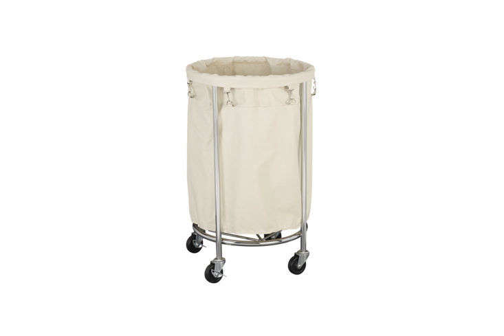 Webstaurant Chrome Mobile Rounded Laundry Hamper