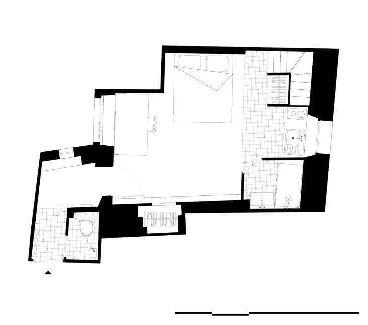 Plan of Shaker Studio Airbnb in Paris by Ariel Claudet