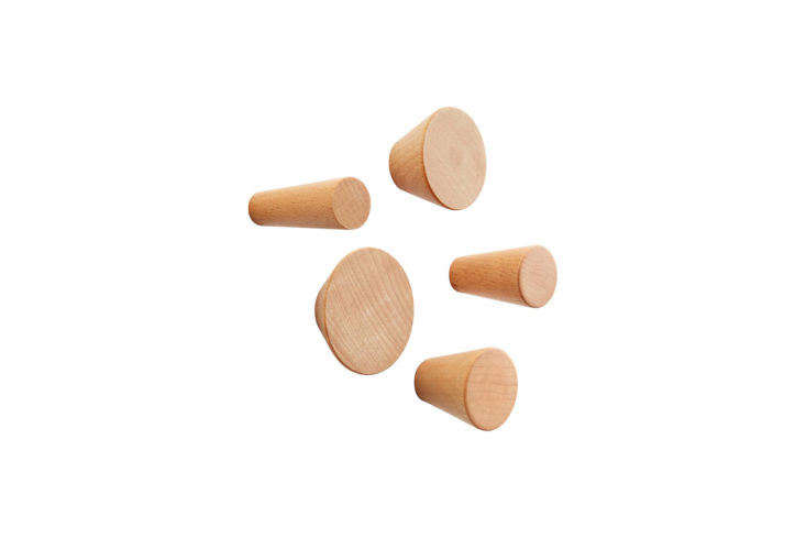 Three by Three Natural Hob Knob Wood Wall Pegs from Container Store