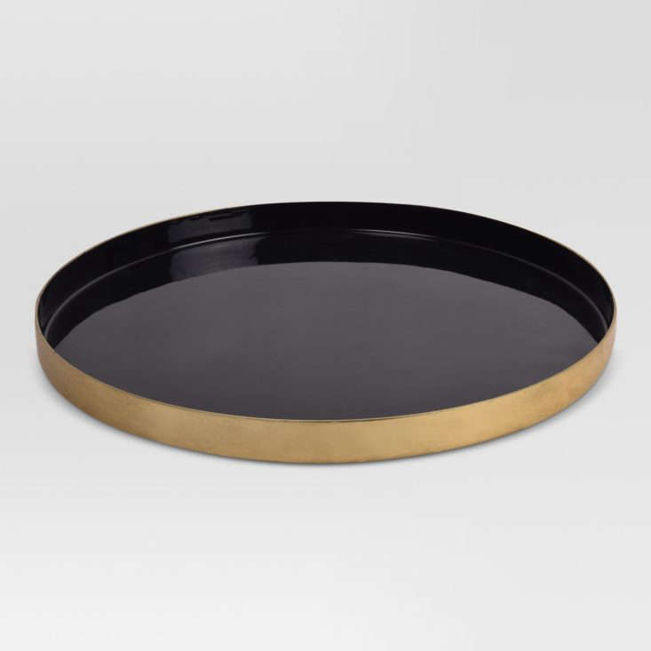 Project 62 Round Enamel Tray in Black and Gold for Target