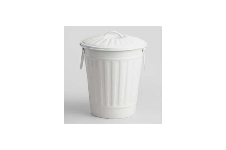 World Market Matte White Retro Trash Can