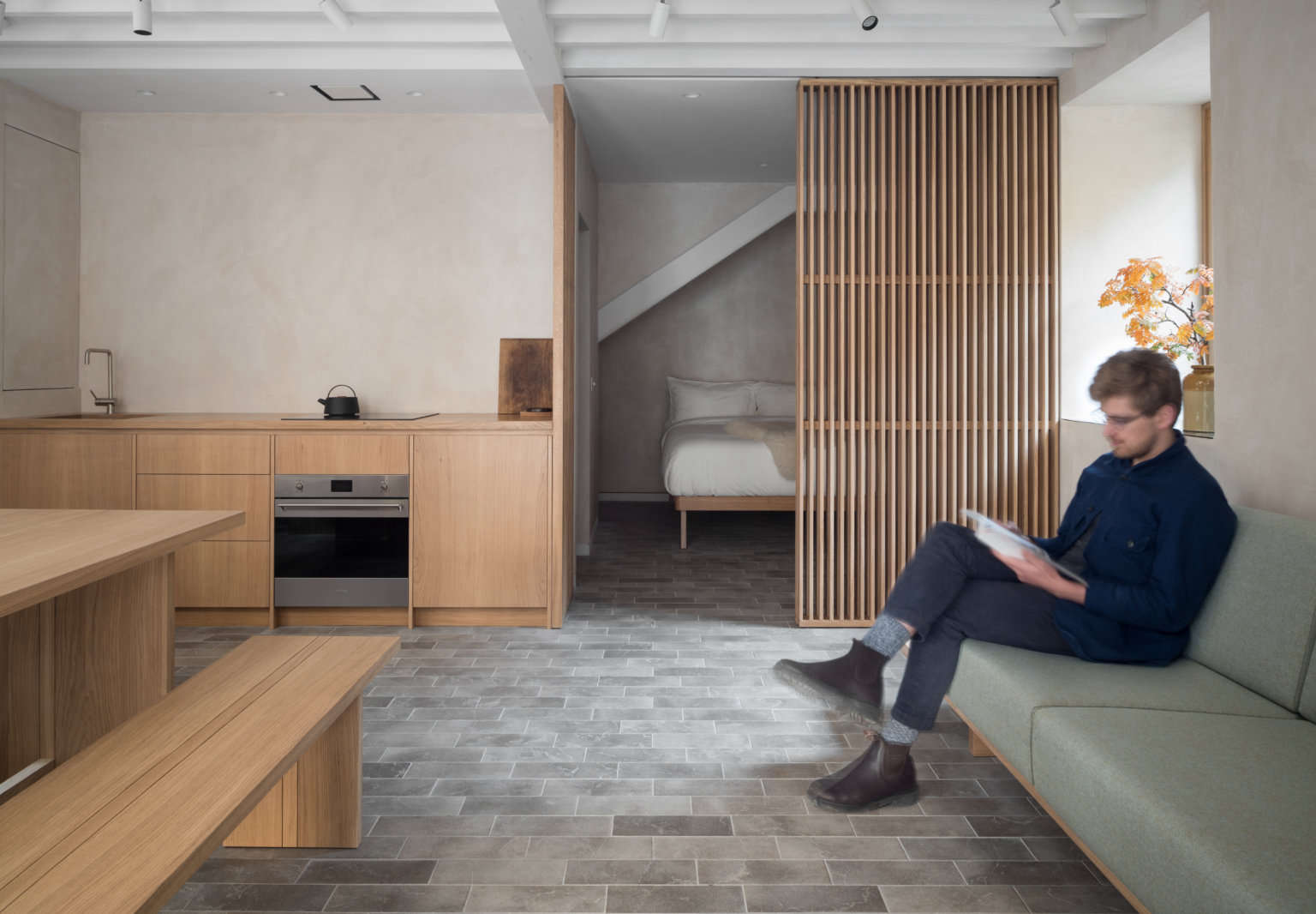 Porteous Studio vacation rental Edinburgh, Izat Arundell design. Zac & Zac photo.