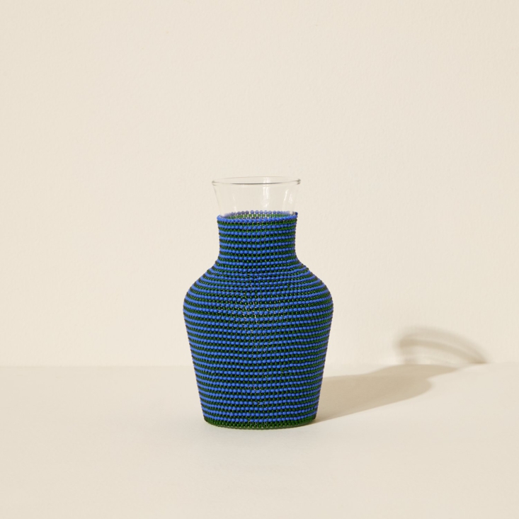 Beaded Water Carafe in Blue by Siafu Home from Goodee