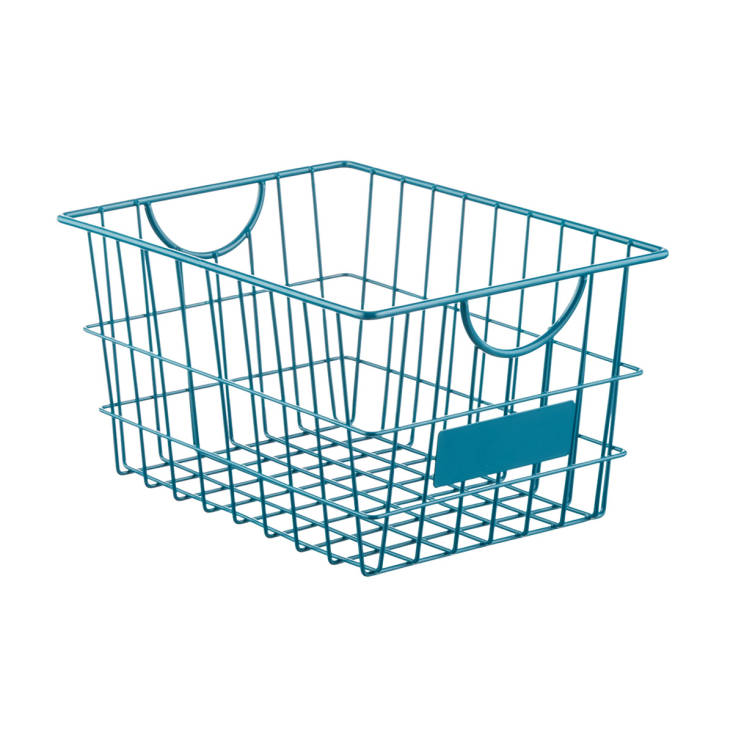 These Peacock Wire Storage Baskets With Handles from The Container Store have a space on the front for applying labels; $6.99 – $9.99.