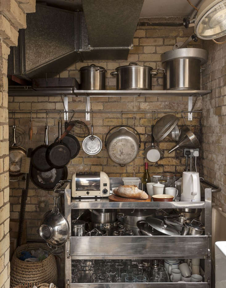 The kitchen of celebrated chef Alastair Hendy is a study in classic industrialism, featuring a scullery filled with restaurant-grade cookware. Read more about this kitchen in Revolution Road: A Ground-Breaking Kitchen in London. Photograph by Matthew Williams.